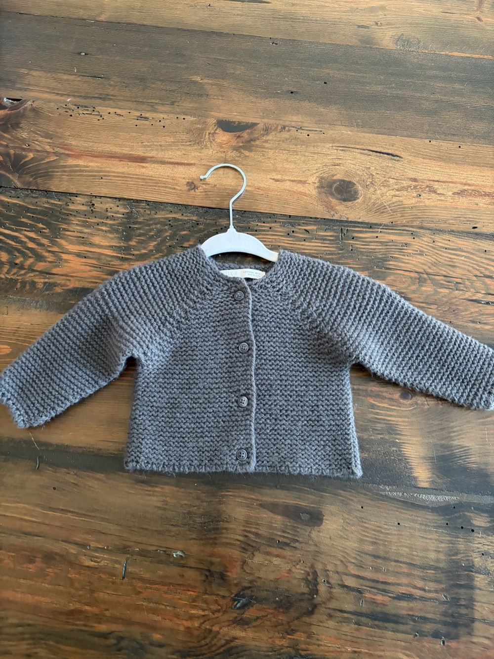 Zara Gray Knit Button-Front Baby Cardigan